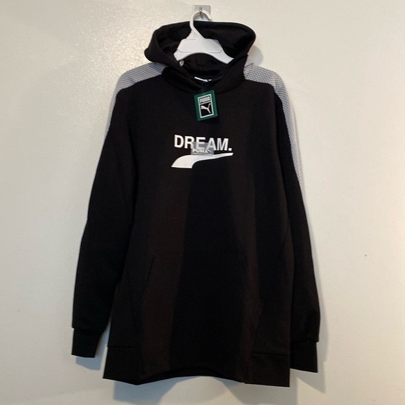 Puma Avenir Dream Hoodie Black Lifestyle pull over pocket Sportswear Sweatshirt - Picture 4 of 12